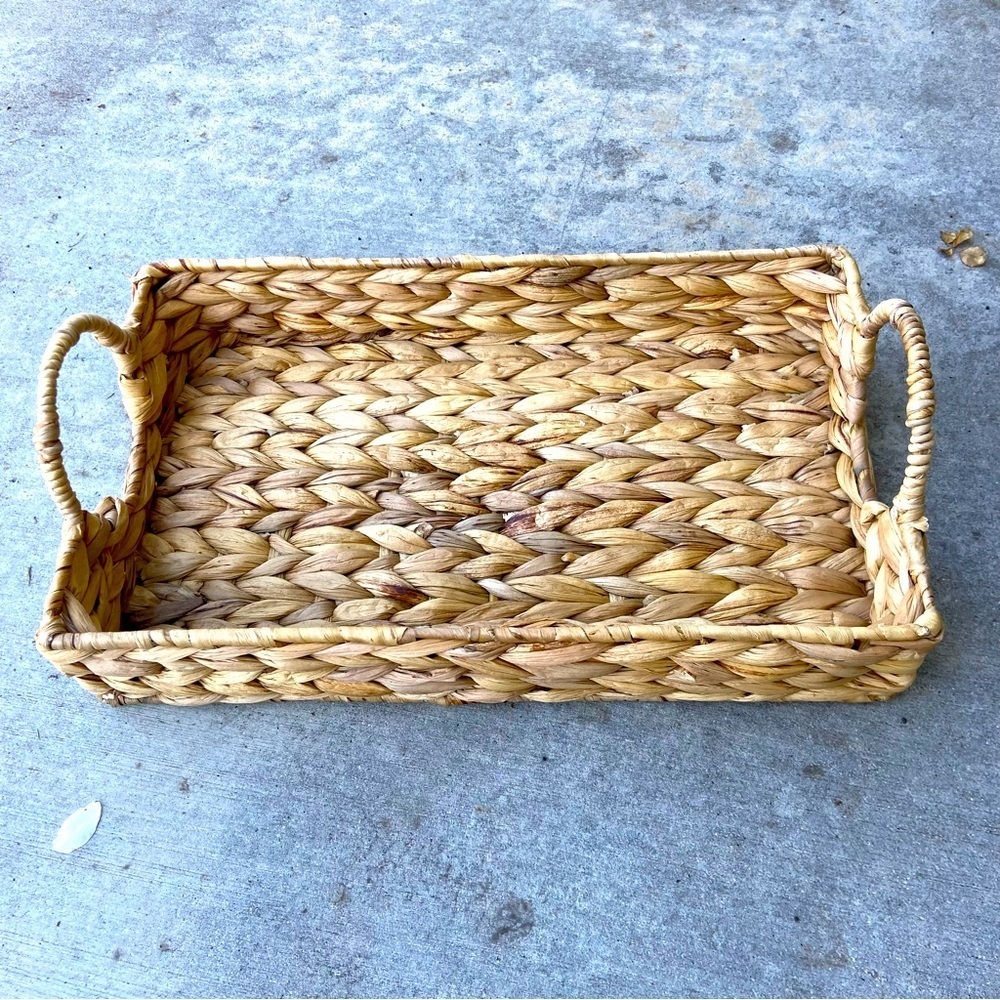 Sea Grass Rectangular Basket with Metal Handles